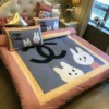 Chanel Rabbit Logo Brand Bedding Set Bedspread Luxury Home Decor Bedroom