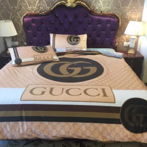 Gucci Beautiful Logo Brand Bedding Set Luxury Bedroom Bedspread Home Decor