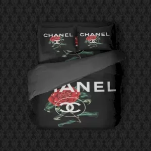 Chanel Paris Roses Logo Brand Bedding Set Home Decor Bedspread Luxury Bedroom