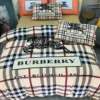 Burberry Logo Brand Bedding Set Luxury Bedspread Bedroom Home Decor