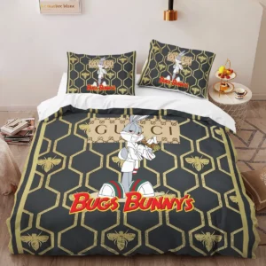 Gucci Bugs Bunny Logo Brand Bedding Set Home Decor Bedspread Luxury Bedroom