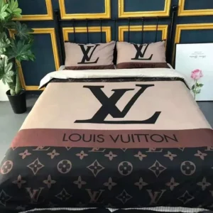 Louis Vuitton Logo Brand Bedding Set Bedroom Bedspread Home Decor Luxury