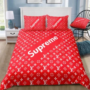 Louis Vuitton Supreme Logo Brand Bedding Set Bedroom Home Decor Bedspread Luxury