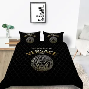Versace Black Logo Brand Bedding Set Home Decor Bedspread Bedroom Luxury
