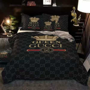 Gucci Queen Logo Brand Bedding Set Luxury Bedroom Bedspread Home Decor