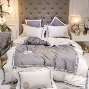Gianni Versace White Logo Brand Bedding Set Bedroom Home Decor Bedspread Luxury