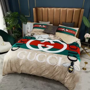 Bee Gucci Logo Brand Bedding Set Home Decor Bedroom Luxury Bedspread