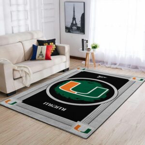 Miami Hurricanes Ncaa Team Logo Nice Type 8576 Rug Area Carpet Living Room Home Decor