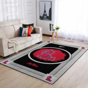 Ole Miss Rebels Ncaa Team Logo Nice Type 8623 Rug Area Carpet Living Room Home Decor