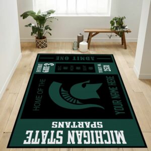 Michigan State Spartans Ncaa Customizable Us Type 8631 Rug Home Decor Living Room Area Carpet