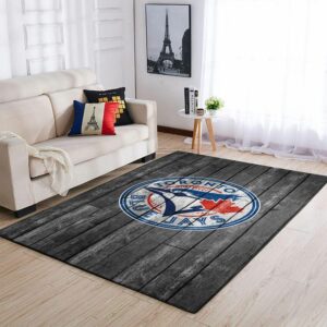 Toronto Blue Jays Mlb Team Logo Greys Wooden Style Type 8733 Rug Living Room Home Decor Area Carpet