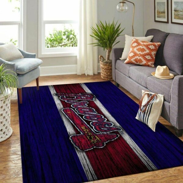 Atlanta Braves Mlb Baseball Team Logo Type 8734 Rug Home Decor Living Room Area Carpet