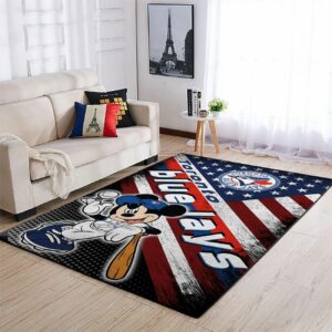 Toronto Blue Jays Mlbs American Flag Mickey Type 8750 Rug Living Room Area Carpet Home Decor