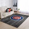 Chicago Cubs Mlb Team Logo Grey Wooden Style Type 8757 Rug Area Carpet Home Decor Living Room