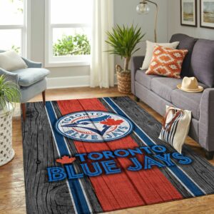 Toronto Blue Jays Mlbs Baseball Team Logo Wooden Style Type 8758 Rug Living Room Area Carpet Home Decor