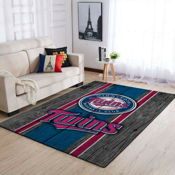 Minnesota Twins Mlbs Baseball Team Logo Wooden Style Type 8759 Rug Living Room Home Decor Area Carpet