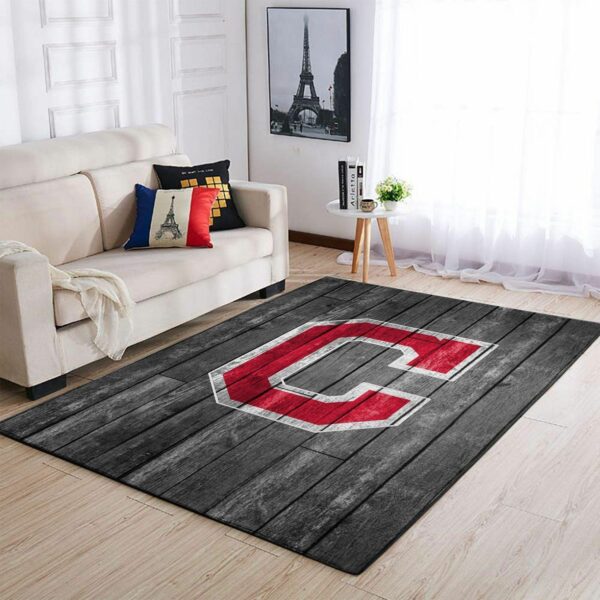 Cleveland Indians Mlb Team Logo Greys Wooden Style Type 8761 Rug Home Decor Living Room Area Carpet
