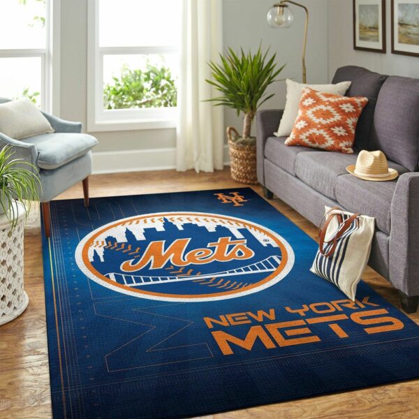 New York Mets Mlbs Team Logo Type 8763 Rug Home Decor Area Carpet Living Room