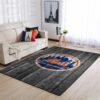 New York Mets Mlb Team Logo Greys Wooden Style Type 8765 Rug Living Room Home Decor Area Carpet