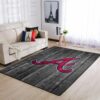 Atlanta Braves Mlbs Baseball Team Logo Wooden Type 8774 Rug Area Carpet Home Decor Living Room