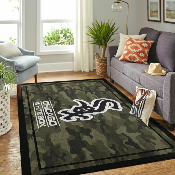 Chicago White Sox Mlbs Camo Style Team Logo Type 8777 Rug Home Decor Area Carpet Living Room