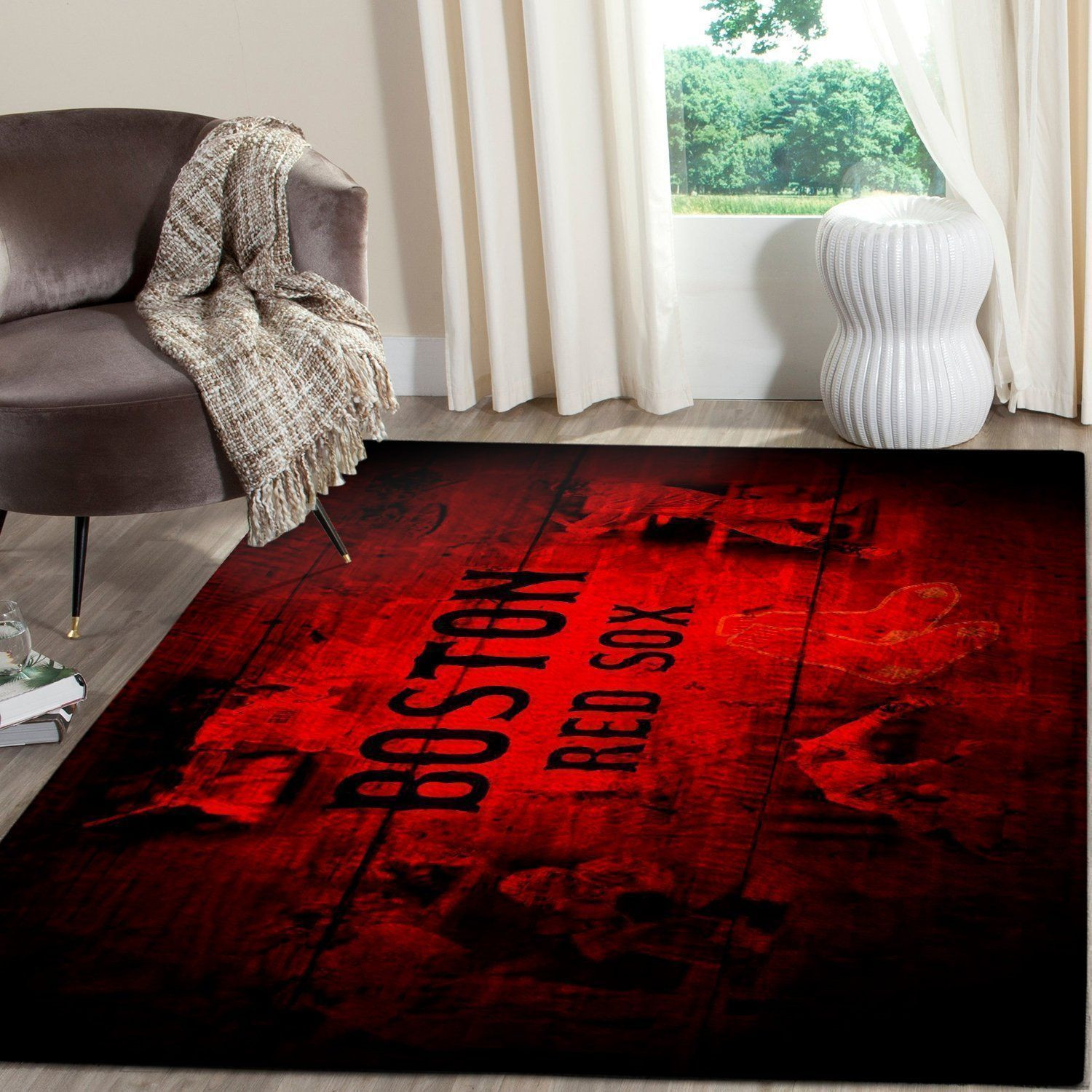 Boston Red Sox Mlb Baseball Team Logo Type 8778 Rug Area Carpet Living Room Home Decor