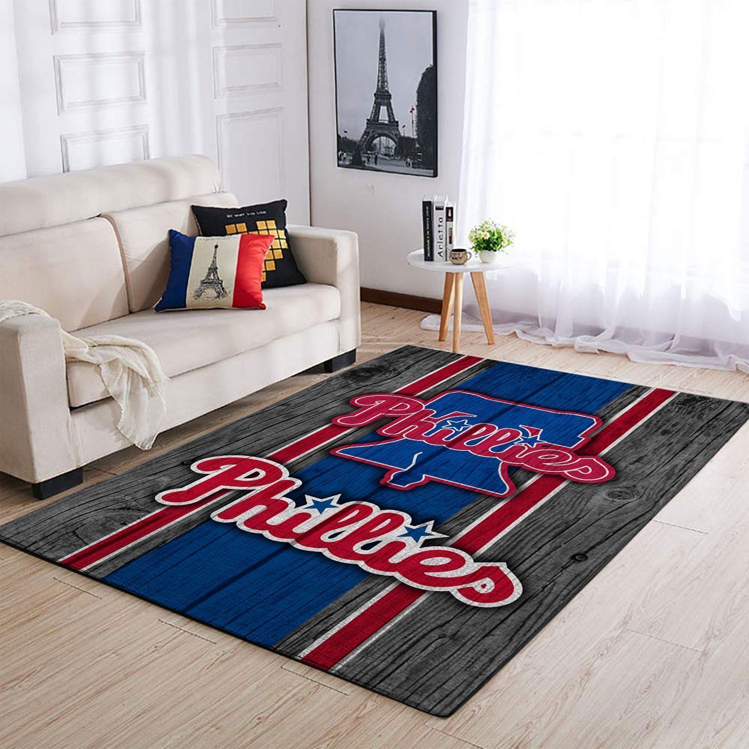 Philadelphia Phillies Mlb Team Logos Wooden Style Type 8779 Rug Area Carpet Home Decor Living Room