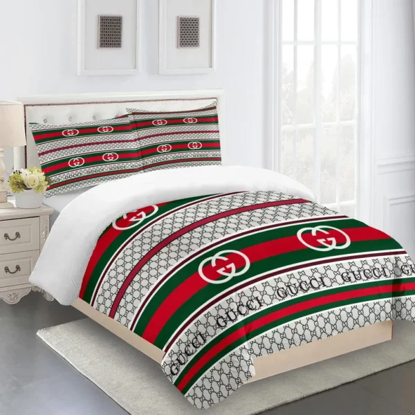 Gucci Logo Brand Bedding Set Home Decor Bedspread Luxury Bedroom
