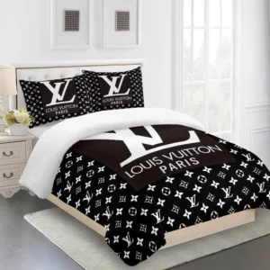 Louis Vuitton Logo Brand Bedding Set Bedroom Home Decor Bedspread Luxury