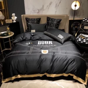 Christian Dior Logo Brand Bedding Set Luxury Bedroom Bedspread Home Decor