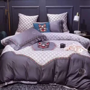 Gucci Cat Logo Brand Bedding Set Home Decor Bedroom Luxury Bedspread