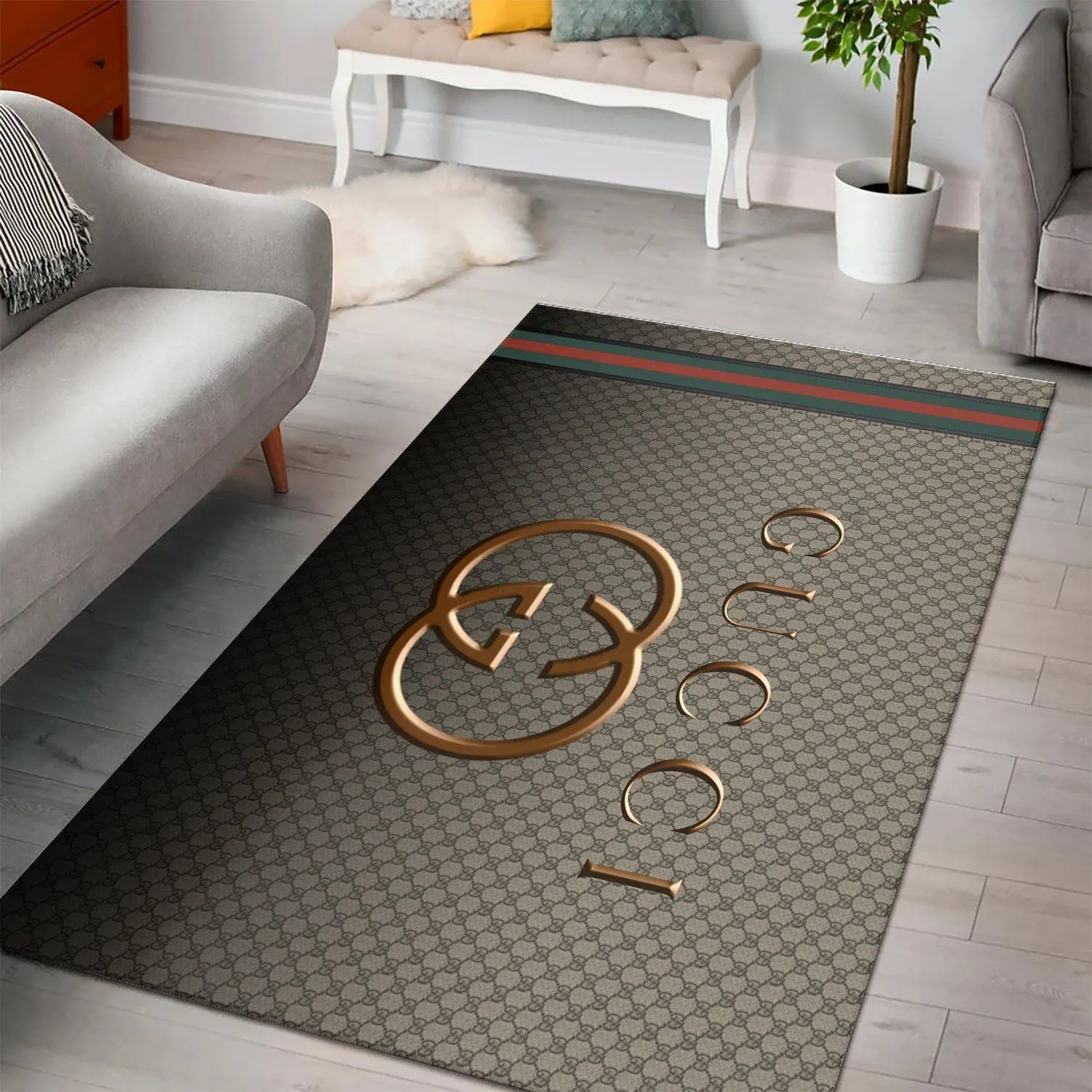 Gucci Monogram Rectangle Rug Luxury Area Carpet Fashion Brand Door Mat Home Decor