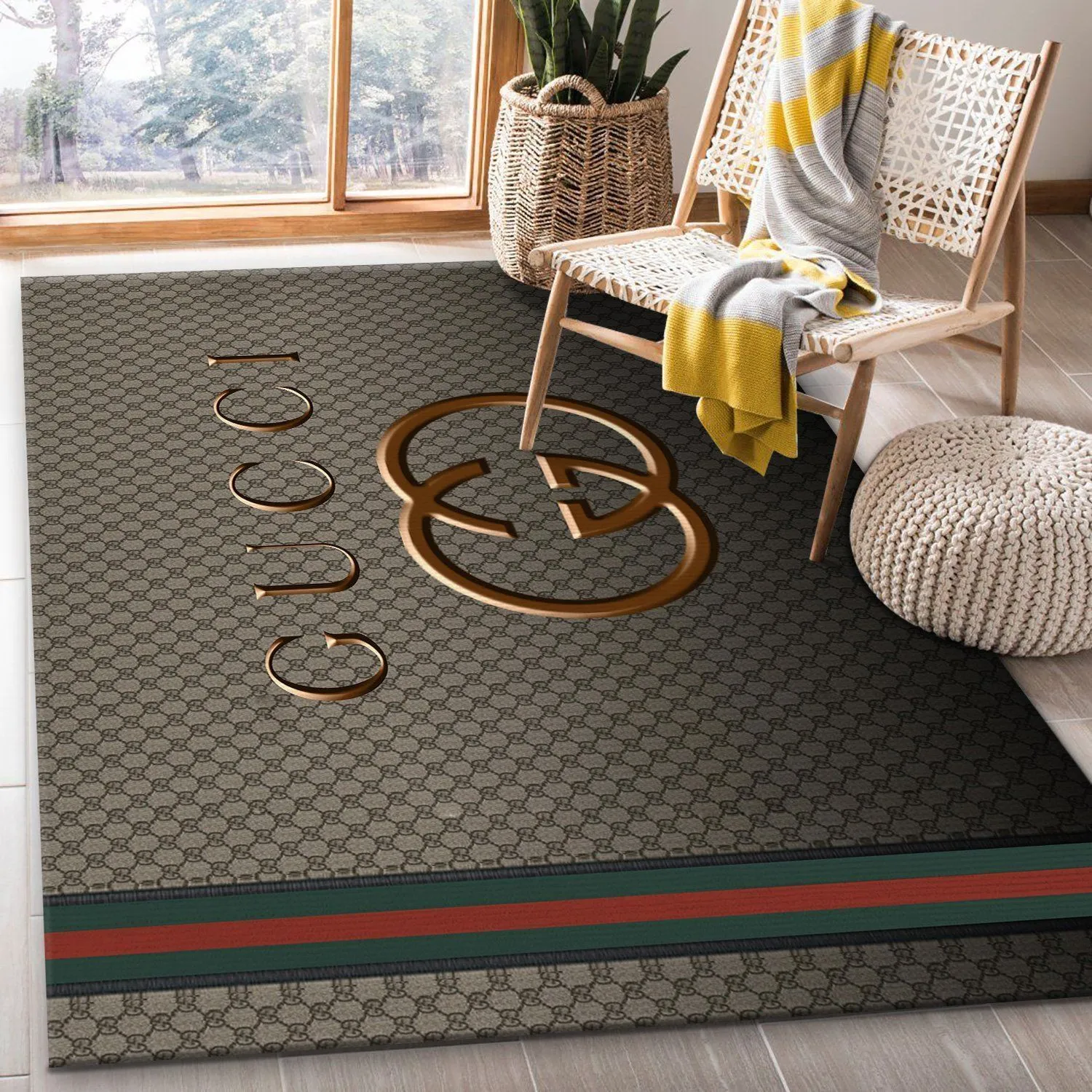 Gucci Monogram Rectangle Rug Door Mat Fashion Brand Area Carpet Home Decor Luxury