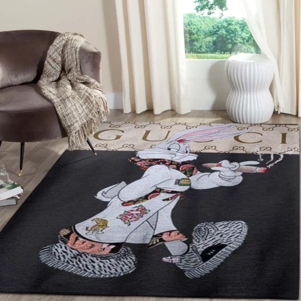 Gucci Rabbit Rectangle Rug Area Carpet Luxury Fashion Brand Door Mat Home Decor