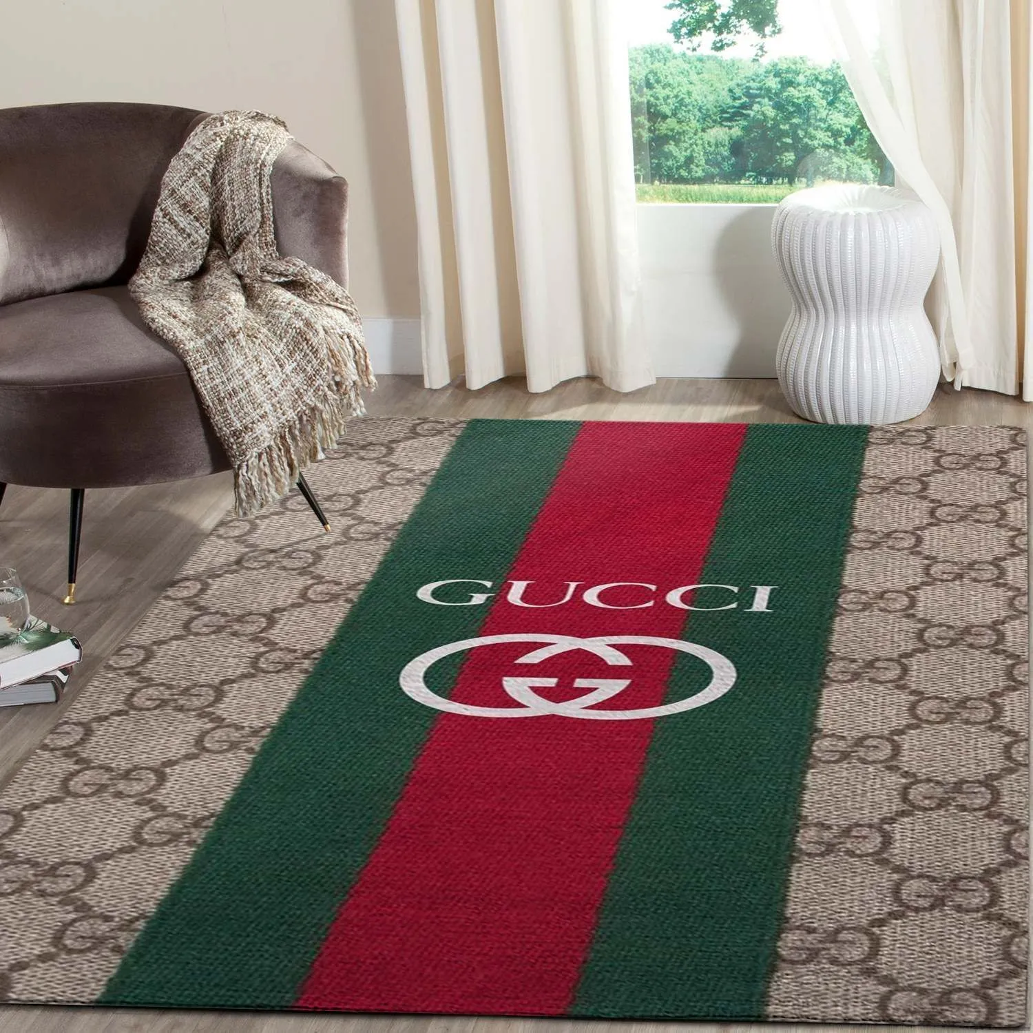 Gucci Signature Rectangle Rug Luxury Home Decor Area Carpet Fashion Brand Door Mat