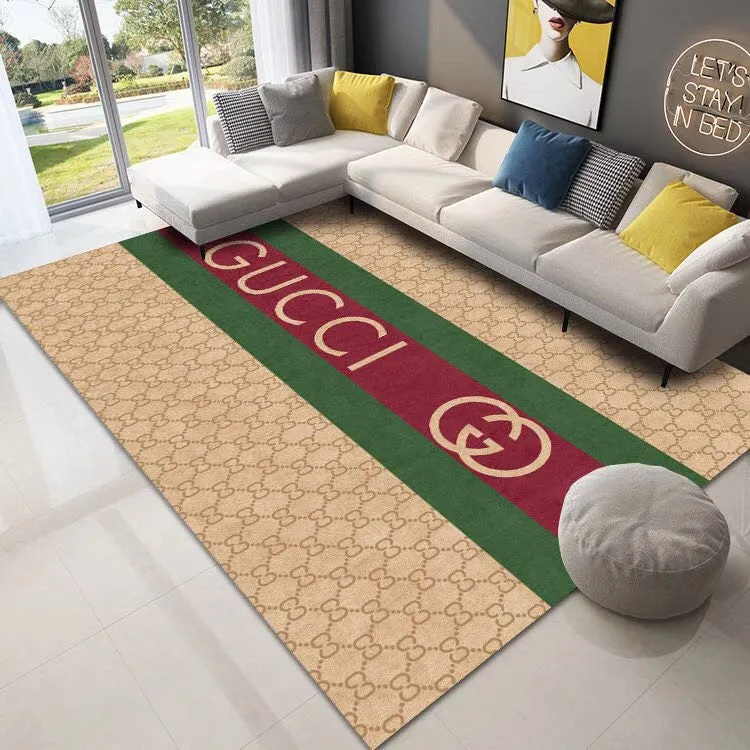 Gucci Stripe Rectangle Rug Area Carpet Home Decor Luxury Door Mat Fashion Brand