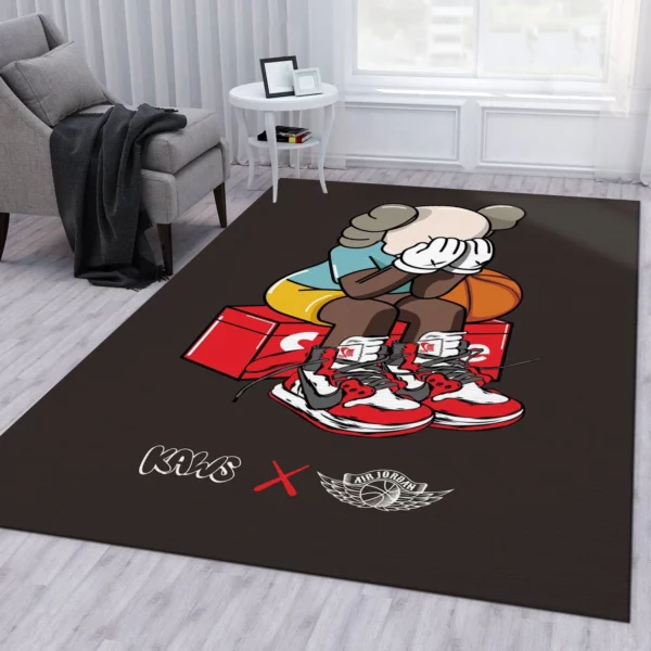 Kaws X Nike Air Jordan Rectangle Rug Fashion Brand Luxury Home Decor Door Mat Area Carpet