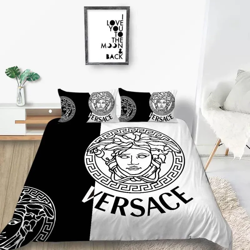 Gianni Versace Logo Brand Bedding Set Bedspread Bedroom Home Decor Luxury