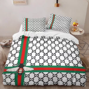 Gucci Bee Logo Brand Bedding Set Bedroom Luxury Bedspread Home Decor