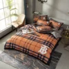 Burberry Orange Logo Brand Bedding Set Luxury Home Decor Bedspread Bedroom