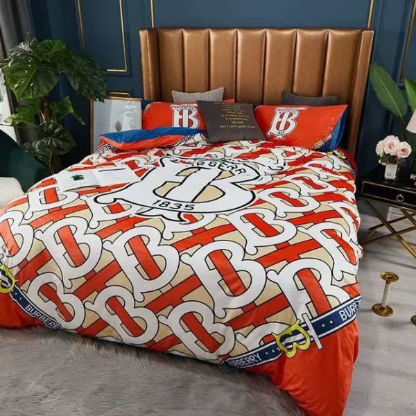 Burberry Logo Brand Bedding Set Bedroom Bedspread Luxury Home Decor