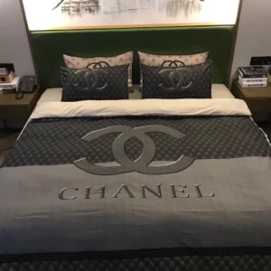 Chanel Dark Logo Brand Bedding Set Home Decor Bedroom Luxury Bedspread