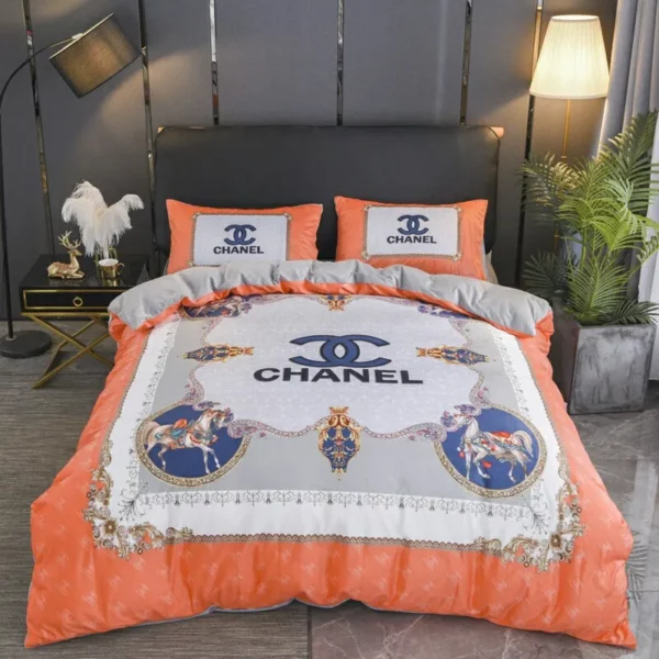 Chanel Noble Logo Brand Bedding Set Luxury Bedroom Bedspread Home Decor
