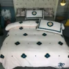 Chanel Flower White Logo Brand Bedding Set Bedspread Luxury Home Decor Bedroom