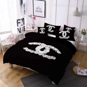Chanel Diamond Logo Brand Bedding Set Bedroom Home Decor Luxury Bedspread