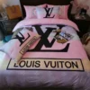 Louis Vuitton Amazing Logo Brand Bedding Set Bedspread Home Decor Bedroom Luxury