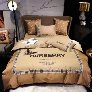 Burberry Brown Logo Brand Bedding Set Bedroom Bedspread Luxury Home Decor
