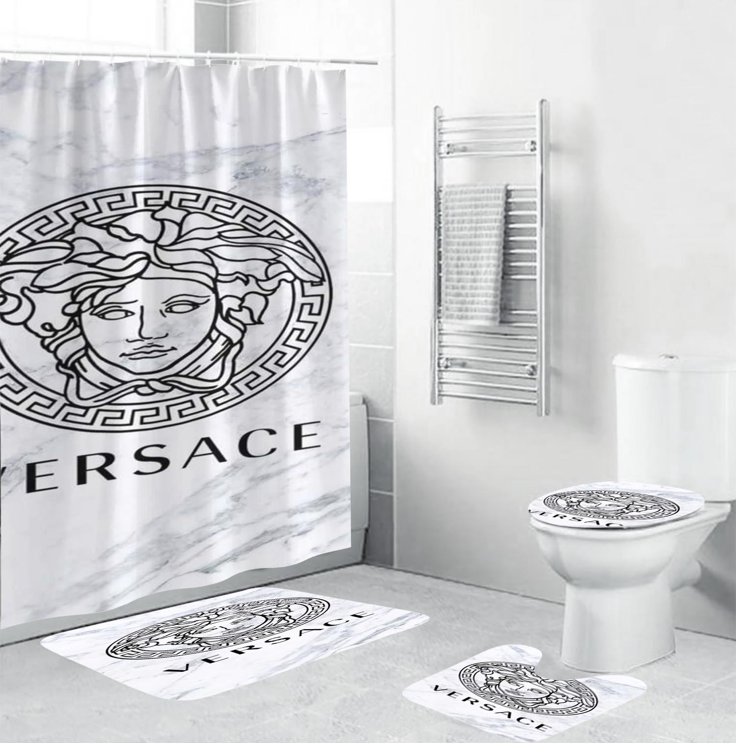 Versace Bigin Marble Background Bathroom Set Luxury Fashion Brand Hypebeast Bath Mat Home Decor