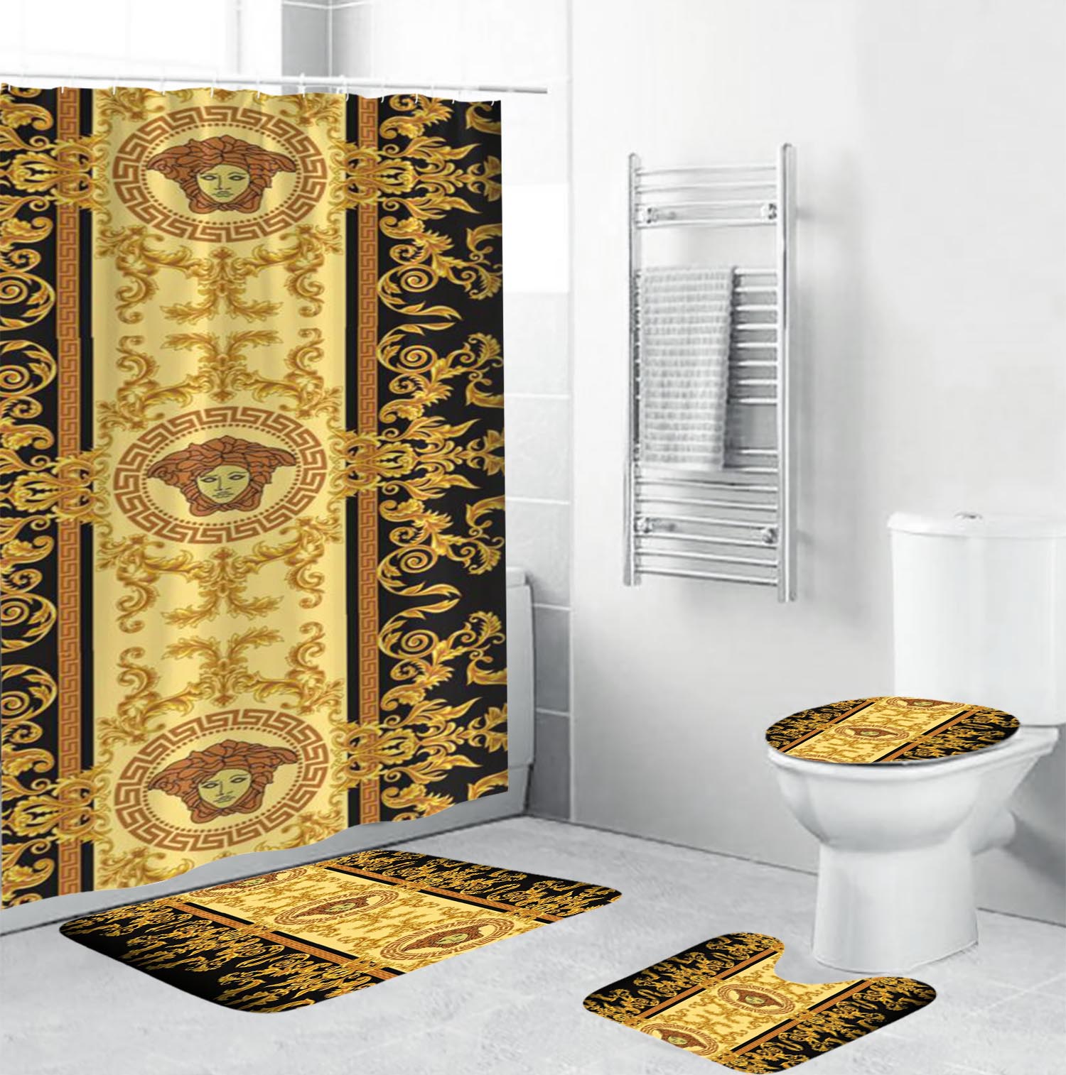 Versace Royal All Signature Details Bathroom Set Luxury Fashion Brand Hypebeast Bath Mat Home Decor
