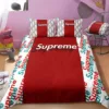 Supreme Red Logo Brand Bedding Set Luxury Bedspread Bedroom Home Decor